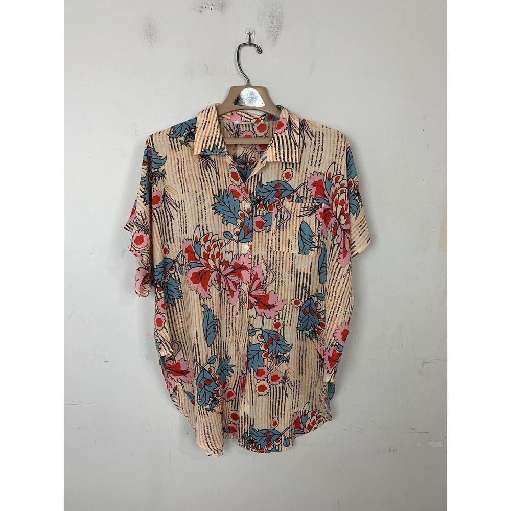 CUPSHE Women Shirt Small Beachy Travel Cabana Floral Lightweight Cover Up Button